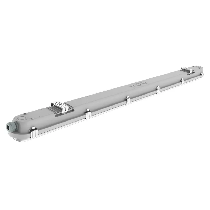 Produktbild: grå avlång LED-armatur Sixtyfivey 120 cm i IP65