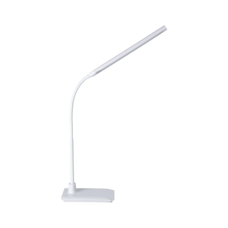 Produktbild: vit skrivbordslampa med vinklingsbar arm och LED-panel
