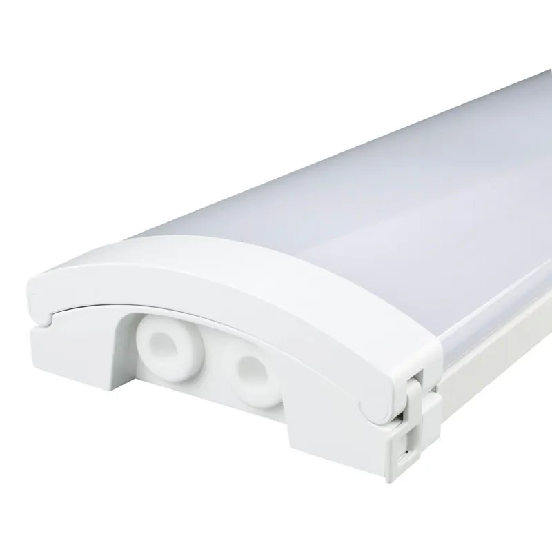 Produktbild: lång vit LED-armatur med opal kupa