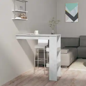 Produktbild: väggmonterat barbord med två förvaringsfack mot en vägg