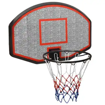 Produktbild: svart basketplatta med orange ring och nät