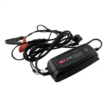 Produktbild: svart batteriladdare med klämmor