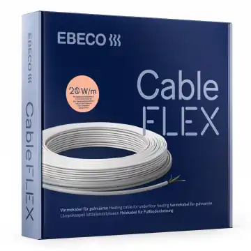 Produktbild: förpackning med golvvärmekabeln Ebeco Cableflex på trumma