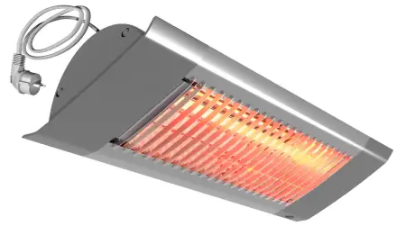 Produktbild: vit infravärmare i aluminium med glödande element
