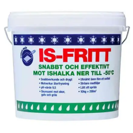 Produktbild: vit hink med issmältningsmedel IS-FRITT