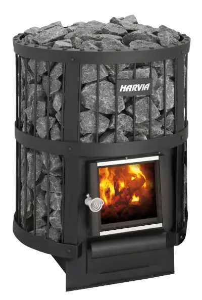 Produktbild: Harvia Legend 150, svart vedeldat bastuaggregat med stenkorg och glaslucka