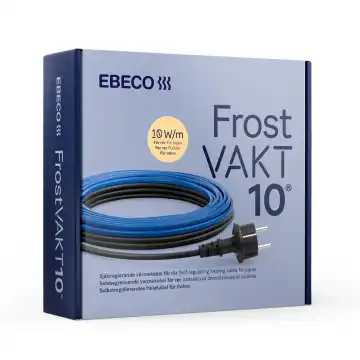 Produktbild: förpackning med blå värmekabel och stickkontakt