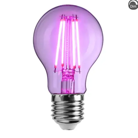 Produktbild: LED-glödlampa med rosa växtljus och E27-sockel