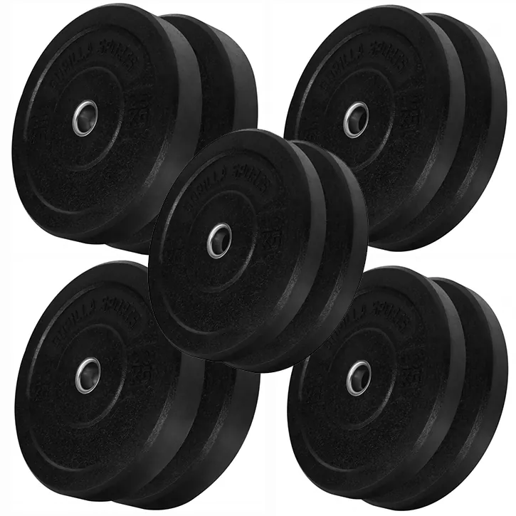 Produktbild: svarta bumperplates i gummi med stålkärna och 51 mm hål
